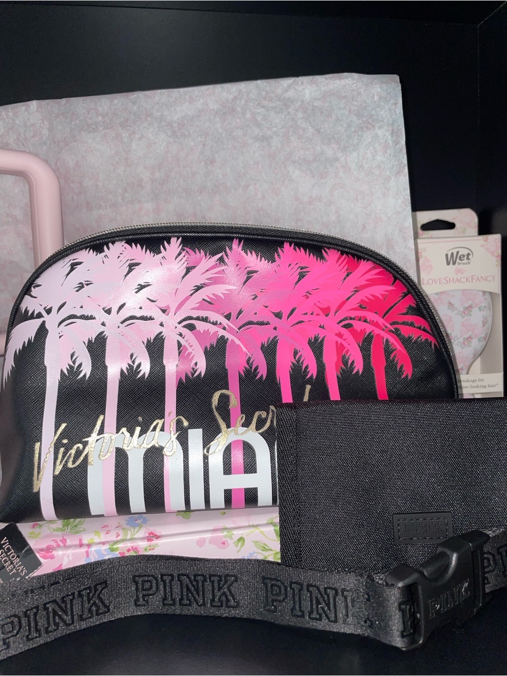 VS PINK miami makeup cosmetic bag, wallet and lanyard set